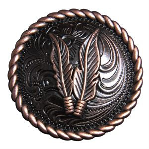 1.5" Hilason Western Style Copper Feather Rope Edge Tack Saddle Headstall Concho